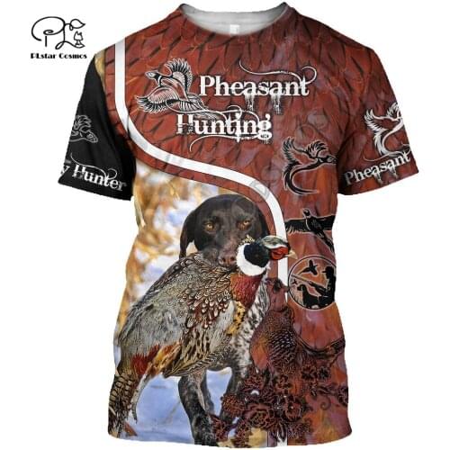 PLstar Cosmos Camo Animal Hunter Dog Pheasant Duck Hunting Tattoo Men/Women NewFashion 3DPrint Summer T-Shirt Short Sleeves A3