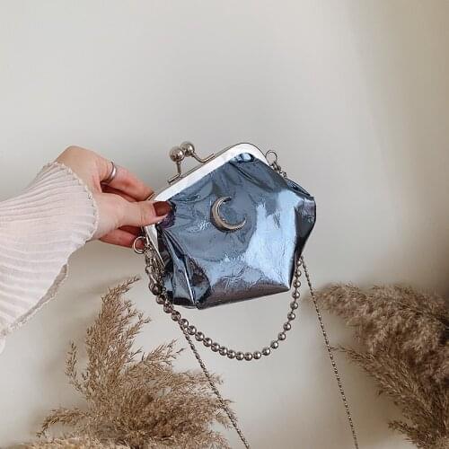 Moon Badge Mini Leather Casual Women Fashion Purses and Handbags Crossbody Chain Bag Women Shoulder Bag Totes Clutch Bag Bolsa