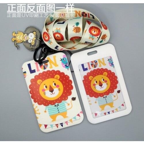 Cute Animal Design Document Set Work Permit Access Card Protection Cover with Padlock Bus Card Chest Card Holder Wholesale