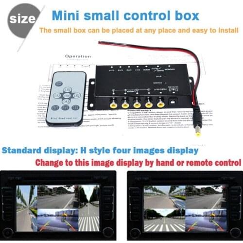 Mini Car 4 Way Camera Video IR Control Parking Camera Split-Screen Image Control Box for Left Right Front Rear Converter