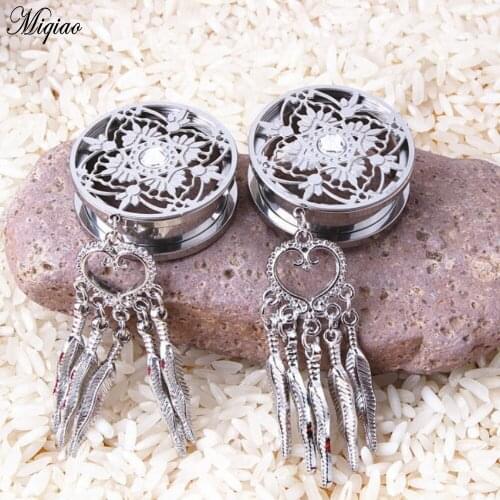 Miqiao 2pcs Fashion New Products Stainless Steel Dreamcatcher Ear Expander 8mm-25mm Exquisite Body Piercing Jewelry