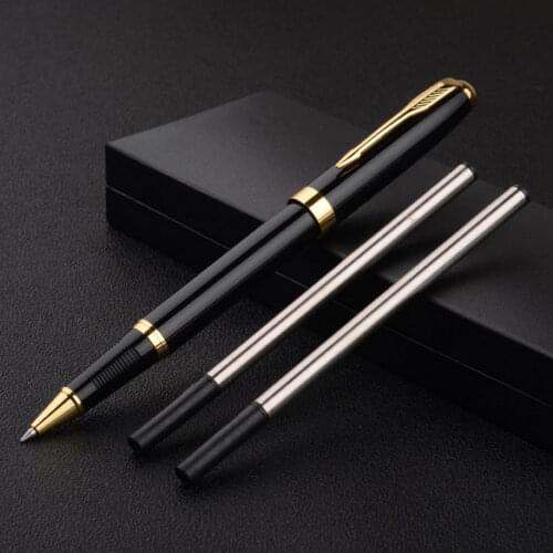 1 + 6 PCS Metal ballpoint pen & refills set 0.5 mm Quality blue black gel pen Stationery