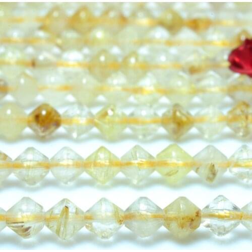 Natural Golden Rutilated Quartz Faceted Disc Rondelle Loose Beads Wholesale Gemstone Semi Precious Stone Diy Jewelry Making 15"