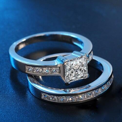 2019 New Private Design 925 sterling silver Wedding Jewelry Couple Engagement Rings Sets with stamp Women Men Wedding Gifts