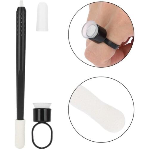Disposable Microblading Pen Manual Eyebrow Pencil Semi Permanent Embroidery Stencil Pen 18U with Pigment Ring Cup Tattoo Make up