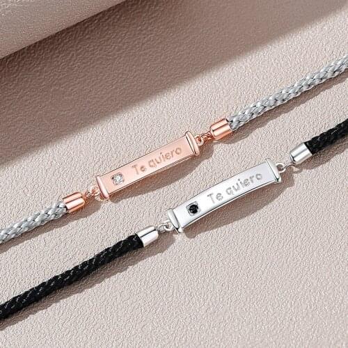 Original I love you couple bracelet sterling silver a pair of creative Korean woven hand rope simple letter hand jewelry gift