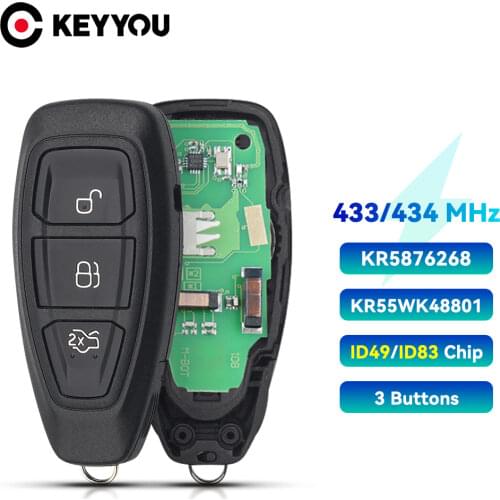 KEYYOU KR55WK48801 Smart Remote Control Key For Ford Focus C-Max Mondeo Kuga Fiesta B-Max 433Mhz 4D83 80Bit Intelligent Keyless
