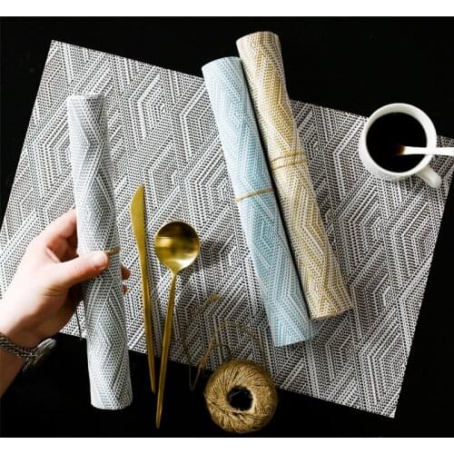 PVC Placemat For Kitchen Table Waterproof rectangle Tableware Pad For Placemat No-slip Kitchen Decoration Naphin