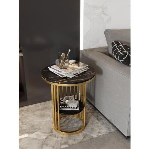 Nordic Light Luxury Home Living Room Rock Slab Marble Side Table Small Coffee Table Small Round Table Simple Sofa Side Table Cor
