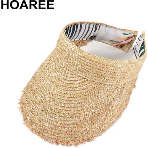 HOAREE Summer Women Hat Visor Sun Caps Ponytail Straw Empty Top Ladies Beach Ladies Designer Brand Casual Outdoor Sun Hat