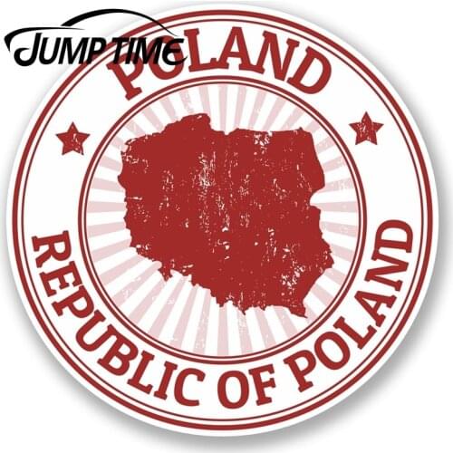 Jump Time Poland Polish Flag Vinyl Sticker Laptop Car Travel Luggage Window Bumper Decal Waterproof Car Accessories