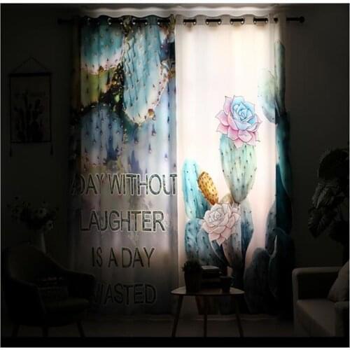 Green plant curtains small fresh curtain plant blackout curtain modern curtain 3d curtains