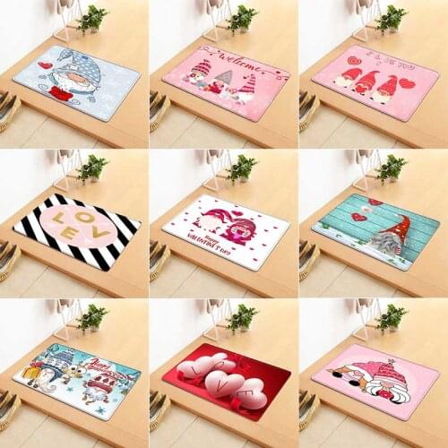 ValentineS Day Faceless Dwarf Doll Home Love Door Mat Soft Carpet Rug Non-Slip Floor Mat For Bathroom Entrance 40*60cm 1pc