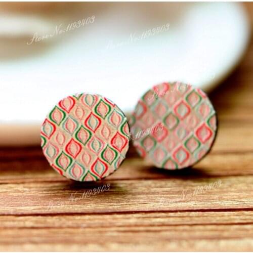 10pcs Unique 3D Embossed 16mm Round Coloured Drawing pattern Laser Cut wood Cabochon DIY for Rings, Earring,Brooch,Necklace