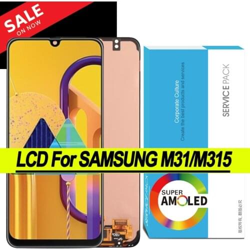 100% Original 6.4'' AMOLED Display for Samsung Galaxy M31 M315 M315F Full LCD Touch Screen Repair Parts + Service Pack