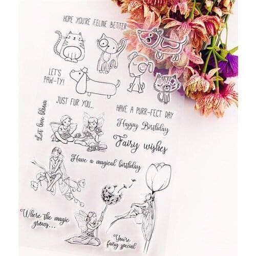 13x21cm cat girl Transparent Silicone Rubber Clear Stamps cartoon Scrapbooking/DIY Easter Childrens toys album