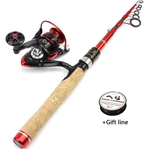 2.1M Fishing rod with reel High Carbon Spinning Rod Portable telescopic trout rods and Spinning Reels set lure pole pesca