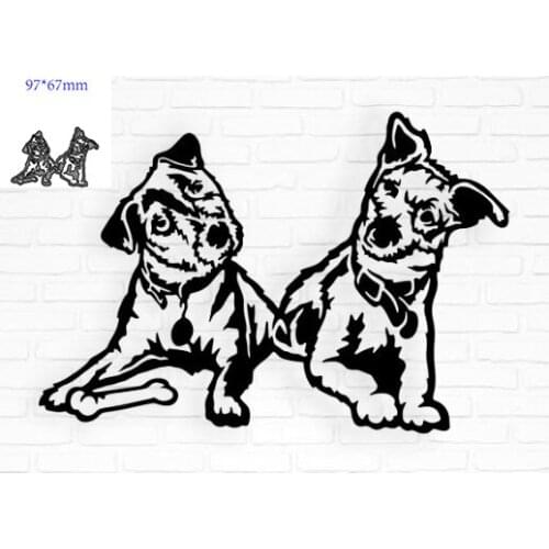 2 Dogs Shape Metal Cutting Die DIY for Scrapbooking Decoration Crafts
