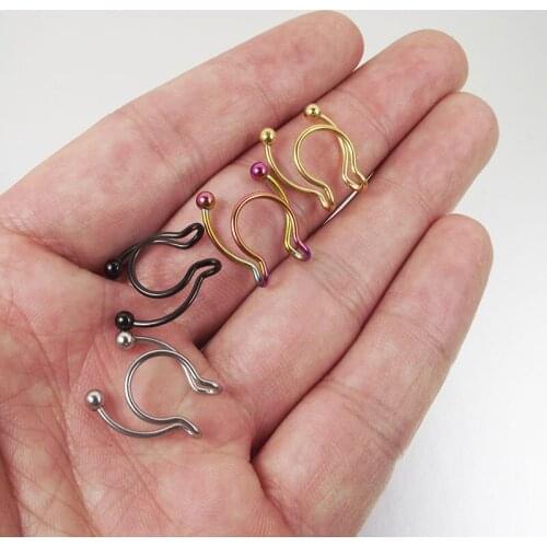 2 Pieces 2020 New Medical Stainlesss Steel U-shaped Non-piercing Nose Ring Fake Nose Rings Jewelry
