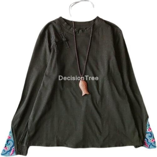 2021 cotton camisa china mujer chinese style flower print blouse women qipao shirts chinese style hanfu top linen tang blouse