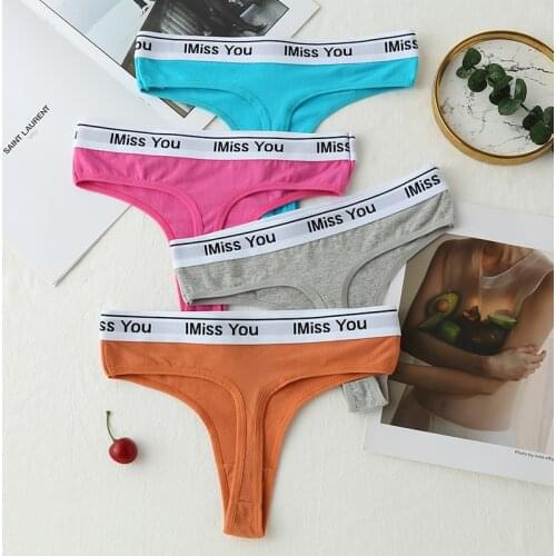 3Pcs G-String Underpants Comfortable Lingerie LowWaist Briefs Thongs For Women Cotton Panty Solid Color Underwear Sexy Panties