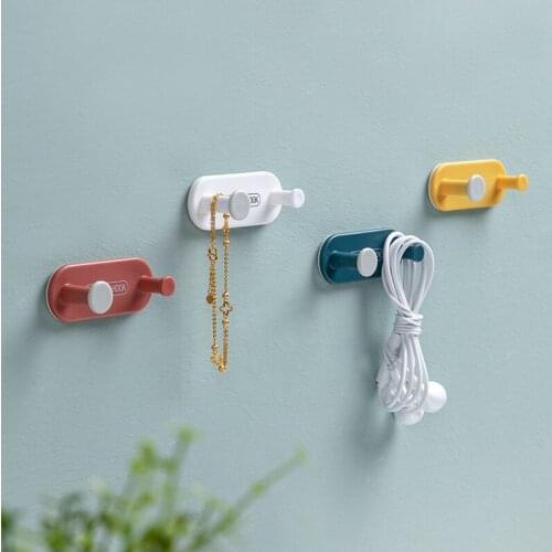 4Pcs/set Adhesive Strong Hanger Wall Mounted Hooks For Kitchen Bathroom Towel Key Holder Hanger Double Hooks Durable Organizer