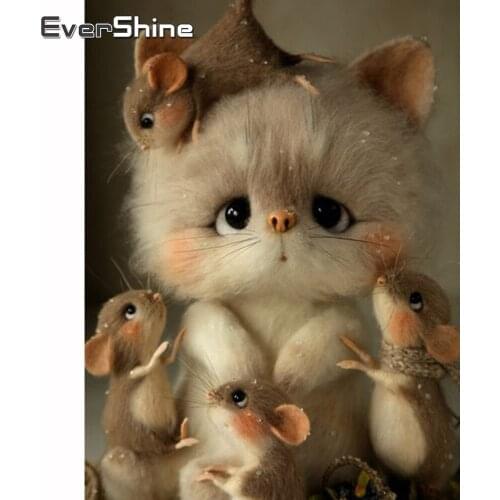 Evershine Diamond Embroidery Mouse Diamond Mosaic Animal Full Round Drill Cartoon Diamond Painting Crystal Cross Stitch Kit Home