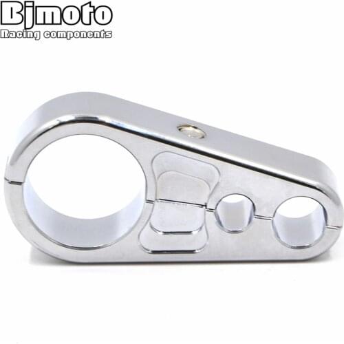 BJMOTO 1" Aluminum Motorcycle Brake Clutch Wire Cable Handlebar Clamp Clip Holder Adjuster Dirt Bike For Harley Black Silver