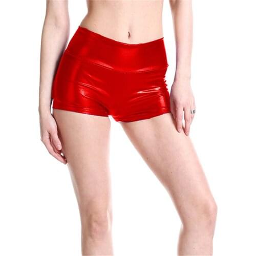 Booty shorts women 2019 Pu light Pure color Middle-waisted UltraShort Nightclub perform short feminino spodenki damskie spodenki