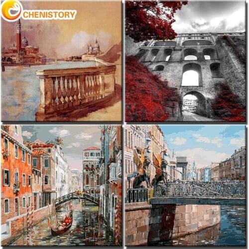 CHENISTORY Paint By Number European Castle Drawing On Canvas HandPainted Painting Art Gift DIY Pictures By Number Kit Home Decor