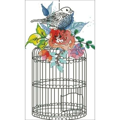 Birdcage flower (1) patterns Counted Cross Stitch 11CT 14CT 18CT DIY Chinese Cross Stitch Kits Embroidery Needlework Sets