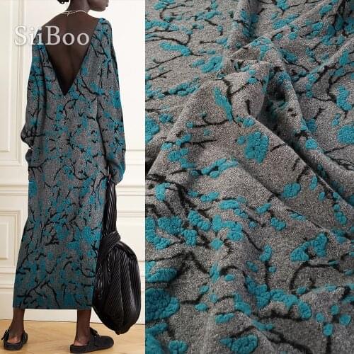 European high grade 3D floral style thick jacquard viscose wool fabric for winter trench coat tecidos tissu africain SP5906