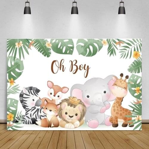 Photography Backdrop Watercolor Vivid Animals Oh Baby Shower Baptism Price Customized Banner Portrait Photo Background Photocall