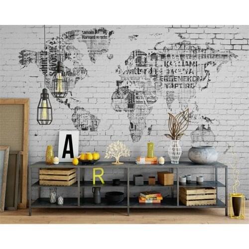 Beibehang Photo wall mural wallpaper retro world map brick wall background wall abstract art painting wall paper home decor