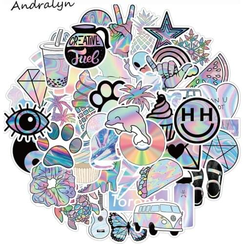 10/50Pcs/set Holographic Laser Style Graffiti Stickers For Cartoon Cars Motorcycles Childrens Toys Luggage Skateboards Computer