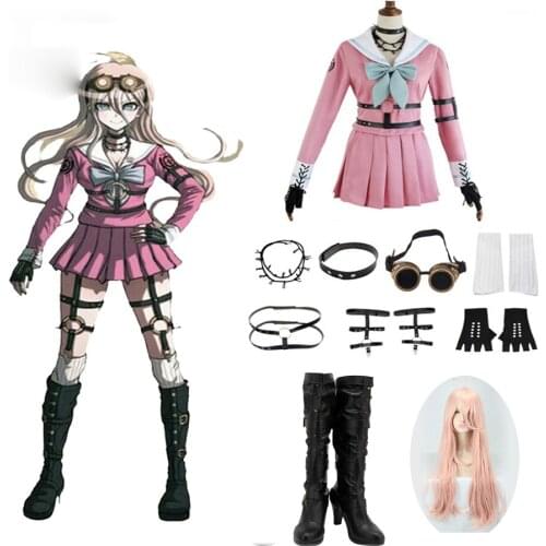 Cosplay Costume Danganronpa V3: Kill Harmony Iruma Miu Rabbit Uniform Halloween Christmas Anime Custom Costume Wig Boots