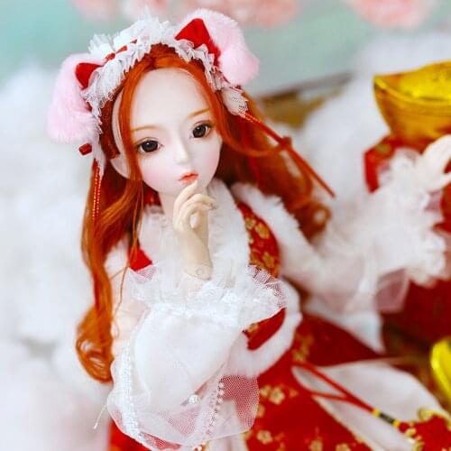 DBS 1/3 bjd 62cm joint body doll white skin red hair with clothes shoes headdress, Lucky fairy girl gift toy