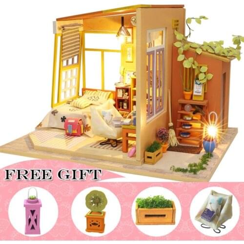 Casa DE BONECA Doll House Furniture Miniature Dollhouse DIY Miniature House Room Box Theatre Toys Children Casa Dollhouse M20C