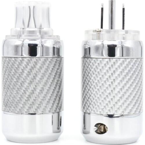 Brass Rhodium Plated Carbon Fiber AC Power Plug Connector