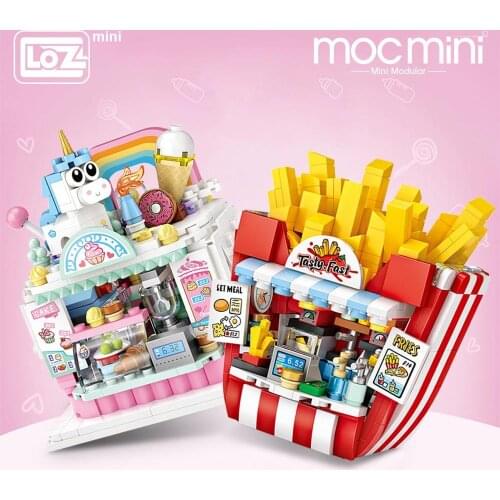 LOZ Mini Cake Shop French Fries Shop Blocks building toys Plastic Assembly Blocks Children Toy DIY Architecture Scenes Model
