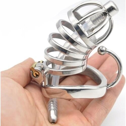 Stainless Steel Male Chastity Devices With Urethral Catheter,Cock Cage,Base Arc Ring ,Penis Sleeve,Penis Lock,Sex Toys For Man