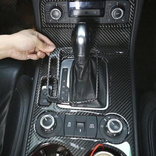 Real Soft Carbon Fiber Sticker Center Control Gear Shift Panel Cover Trim for Volkswagen Touareg 2011-18 LHD Vehicle Accessories