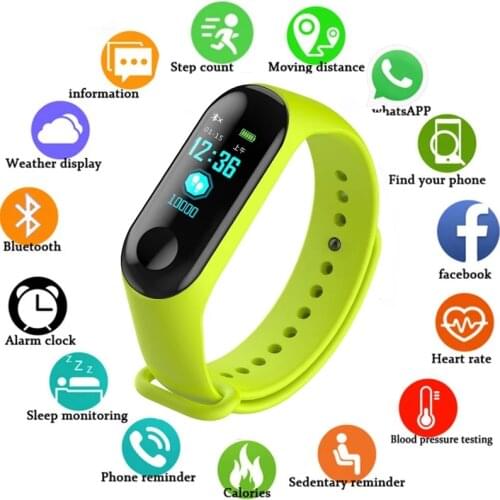 New M3 Fitness Wristwatch Screen Smart Sport Bracelet Activity Running Tracker Heart Rate for Children Men Women Watch Hours