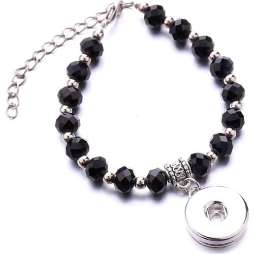 New Snap Bracelet 18mm Snap Button Bracelet Crack Stone Beads Handmade Bracelet for Women Gift DIY Snap Jewelry