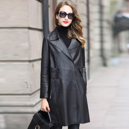 Real Sheepskin Coat Female Genuine Leather Jacket Autumn Jacket Women Streetwear Trench Coats Korean Long Jackets MY4039