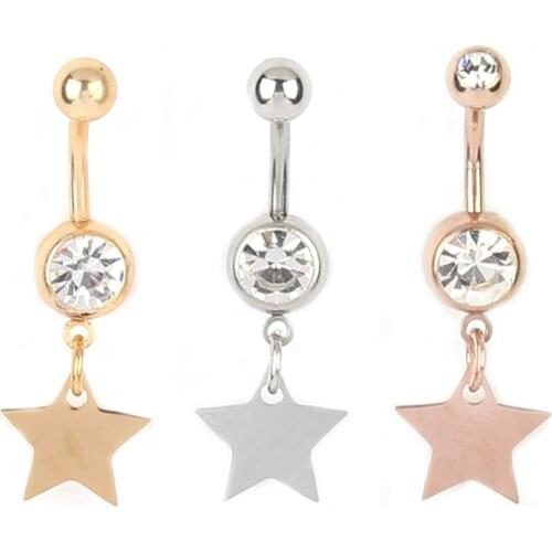 Five stars pendant Navel Piercing Navel Belly Button Rings Women Body Jewelry