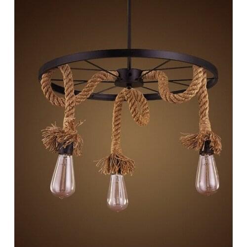 Retro Loft Personality Dining Pendant Lamp Restaurant Coffee Shop Bar Decoration Lamp Hemp Rope Edison Lights Free Shipping