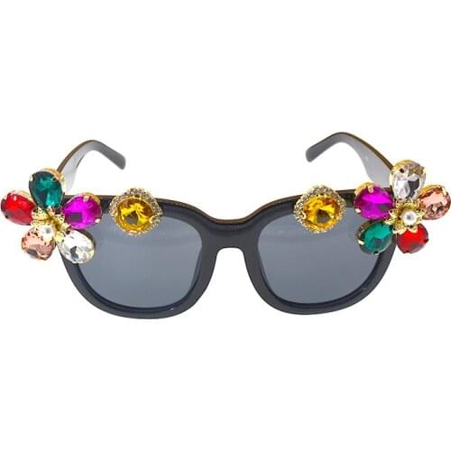 Luxury Square Sunglasses Women Brand Designer Retro Crystal Flowers Square Sun Glasses Vintage Feminino Eyeglasses