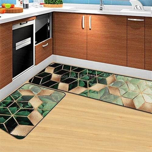 Modern Heavy Metal Leaf Rhombic Kitchen Mat Combination Entry Mat Bedroom Long Bedside Blanket