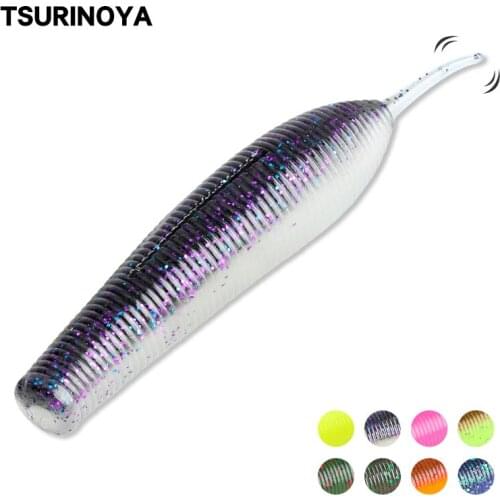 TSURINOYA 96.5mm Bass Soft Bait Heavily Salt-impregnated Fishing Lure No Sinker Rig Long Casting Silicone Worm Fishing Tackle